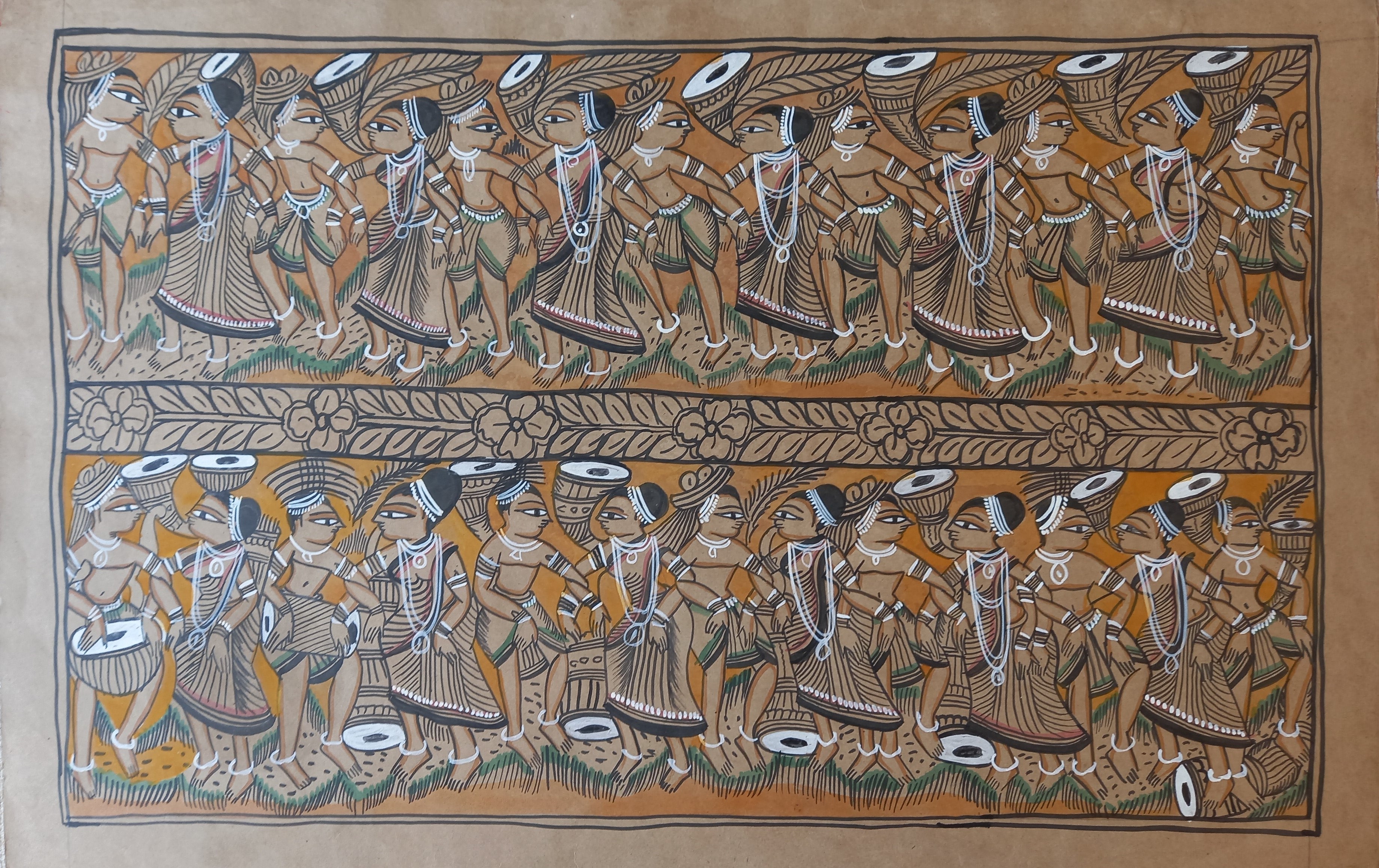 Bengal Pattachitra Village Life 3 – Baayadesign