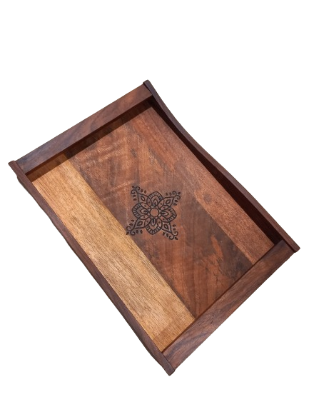 Wooden Tray with Mandala Art & Burning effects