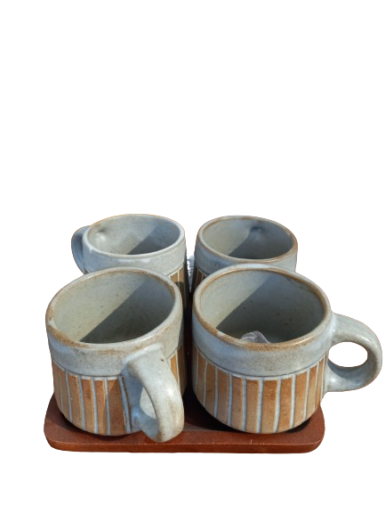 Grey & Brown Tea Cup Set