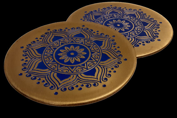 Brass Coaster S2 Blue (Set Of 2)