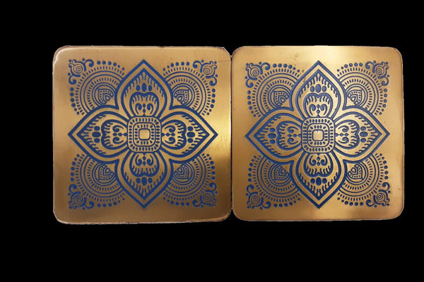 Brass Coasters Blue (Set Of Two)