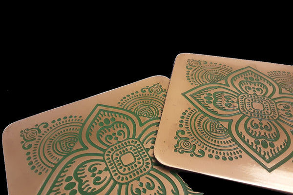 Brass Coasters Green (Set Of Two)