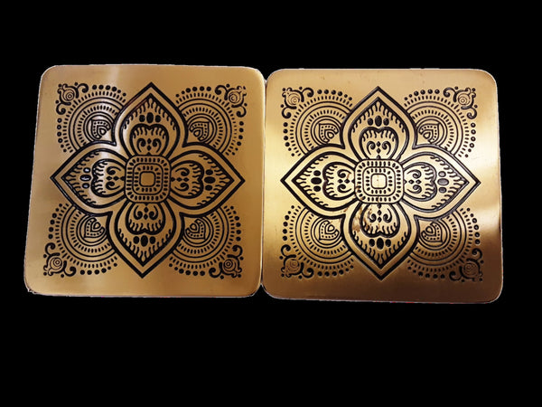 Brass Coasters Maroon (Set Of Two)