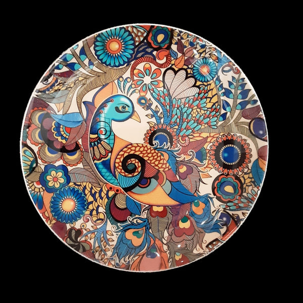 Painted Deco Ceramic Plate 10"