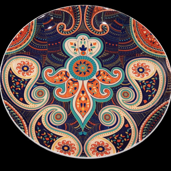 Painted Deco Ceramic Plate 10"