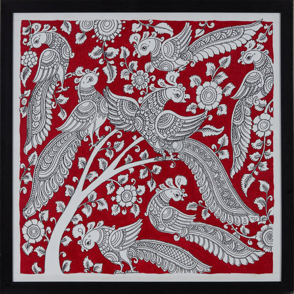 L Kalamkari On Canvas Red 34x36