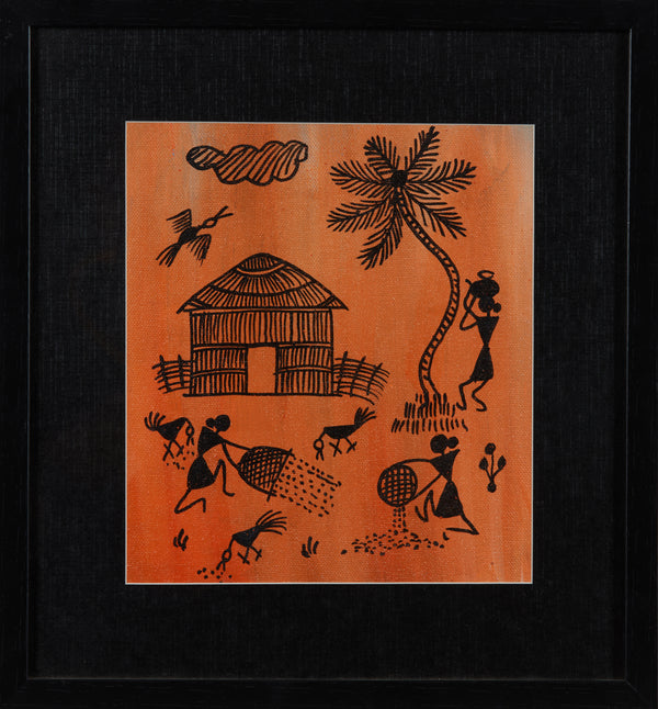 L Warli On Canvas 12x13