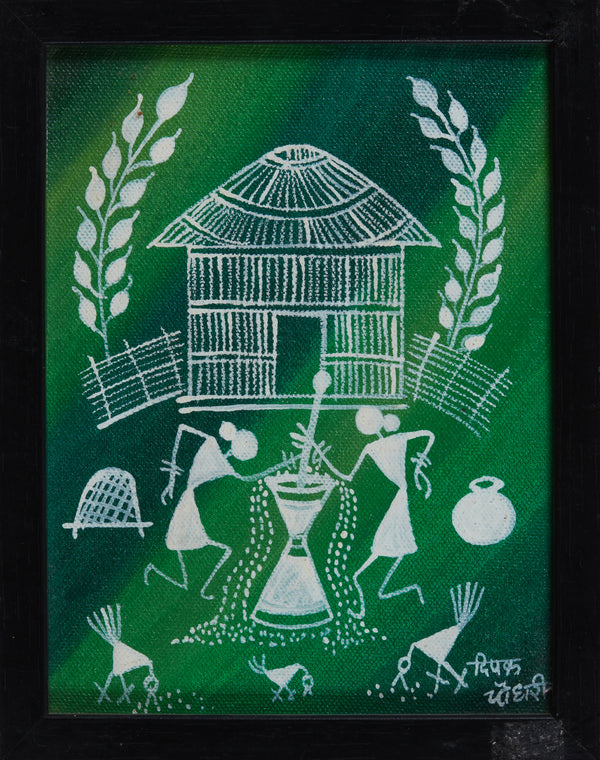 M Warli On Canvas 8x9