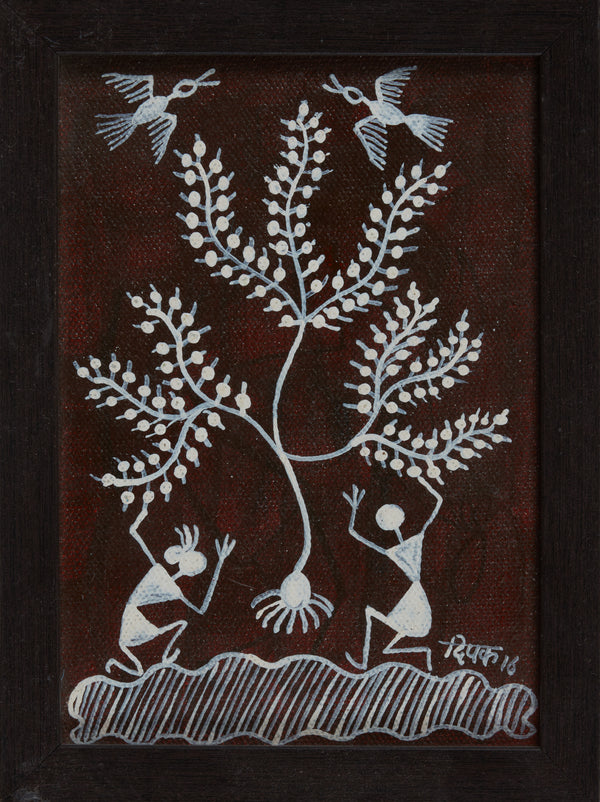 L Warli On Canvas 8x6