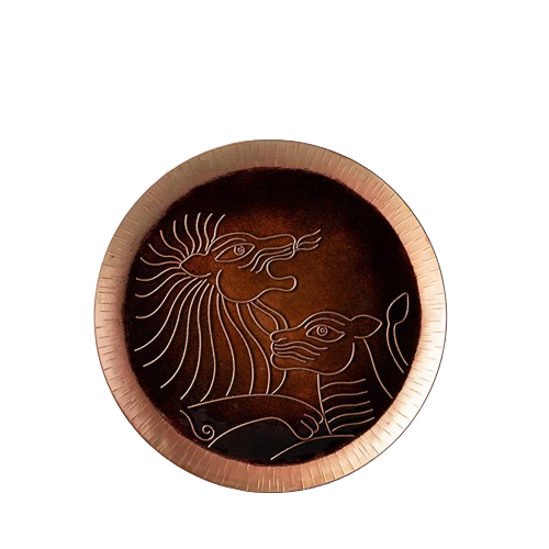 Copper Enamel Wallplate Lion 8 Brown