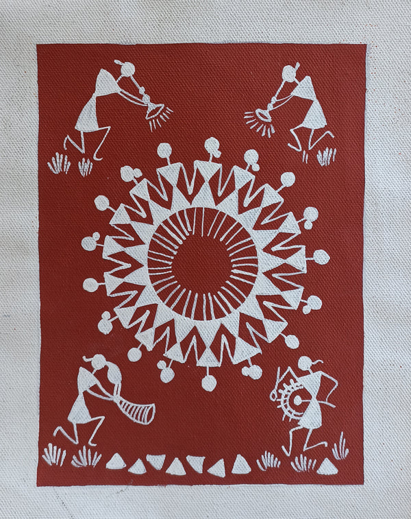 M Warli On Canvas Cloth 2