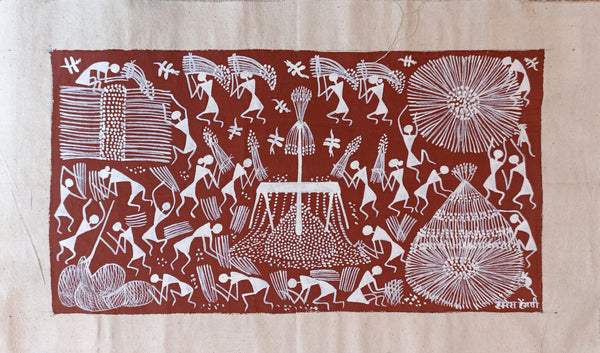 M Warli On Cloth Village Life 01