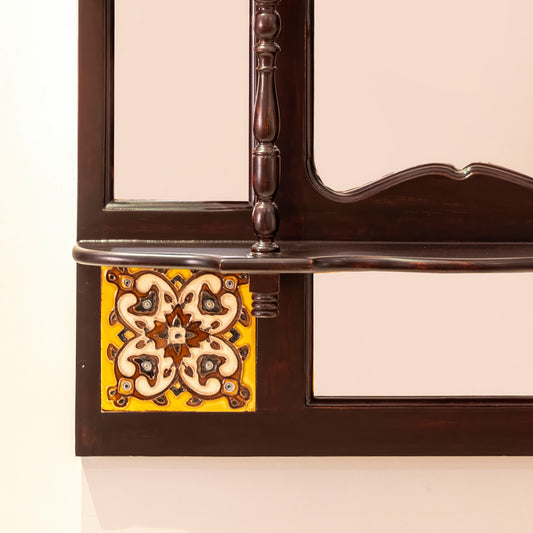Wooden Mirror With Ceramic Plates