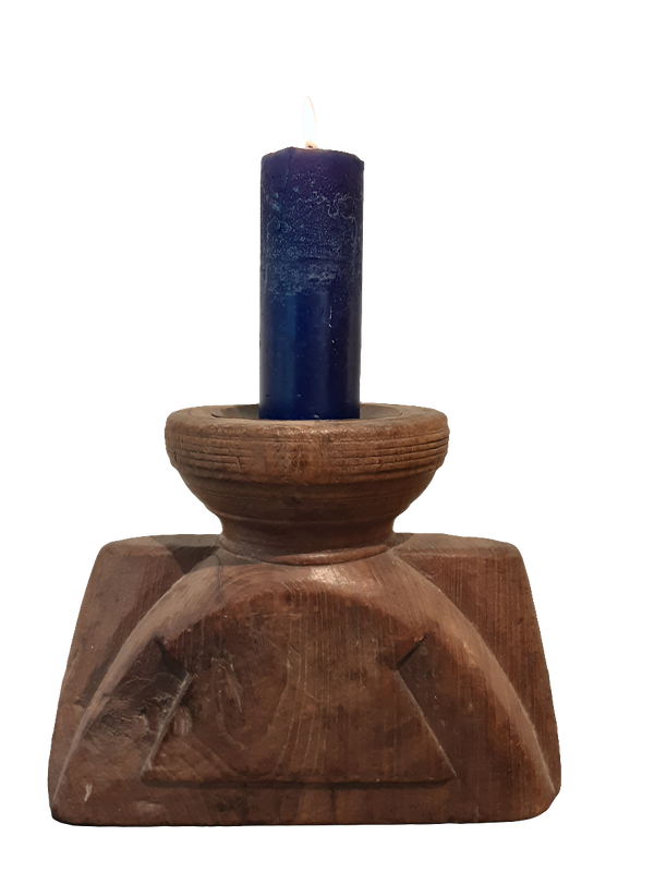 Wooden Candle Stand - Natural Brown