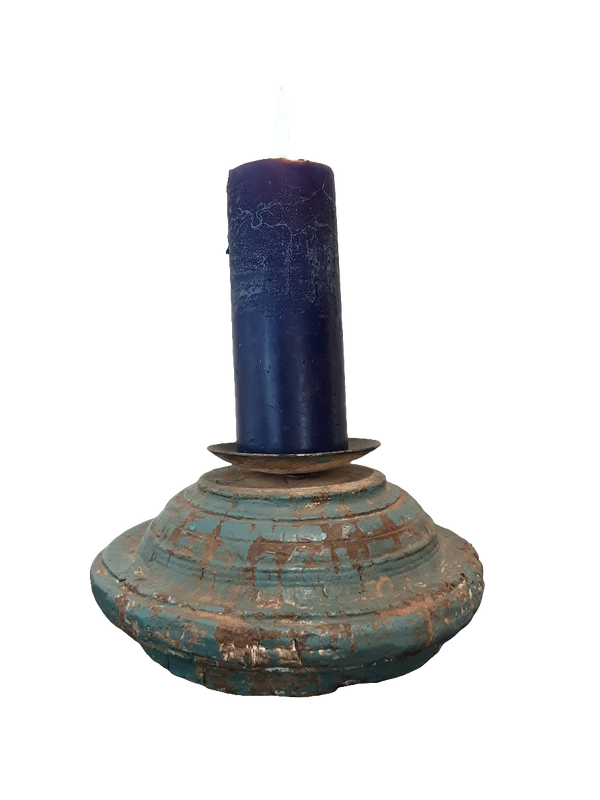 Wooden Candle Stand Small - Sky Blue