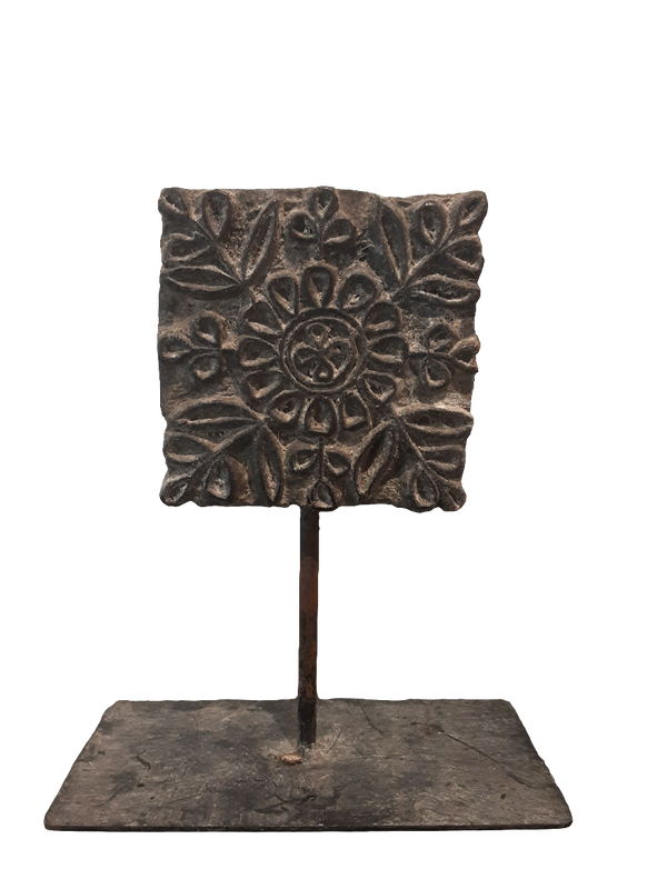 Vintage Wooden Block On Iron Stand 1